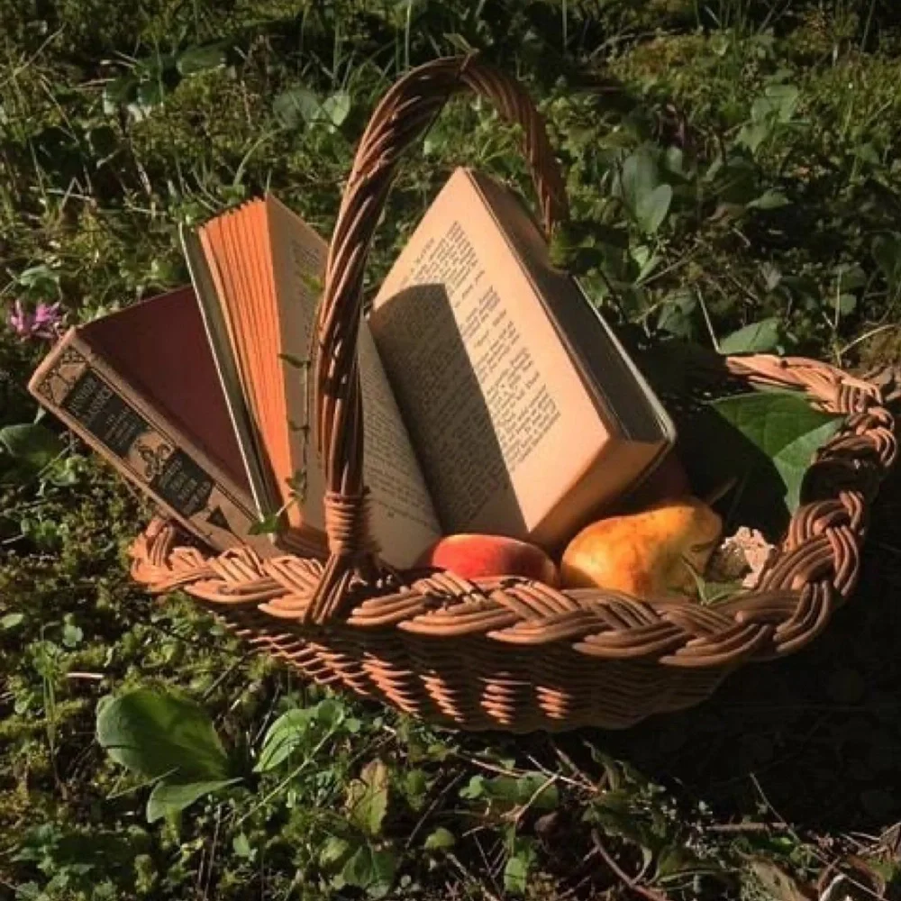 Vintage Handmade Bamboo Rattan Gathering Egg Basket Boho Farmhouse